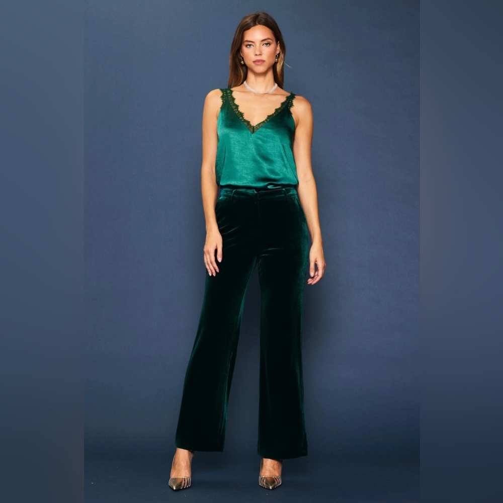 Skies are Blue- Velvet wide leg pants